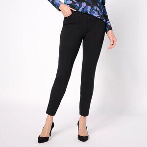 Susan Graver Petite Stretch Stretch Slim Leg Ankle Pants - Black Sz a623500